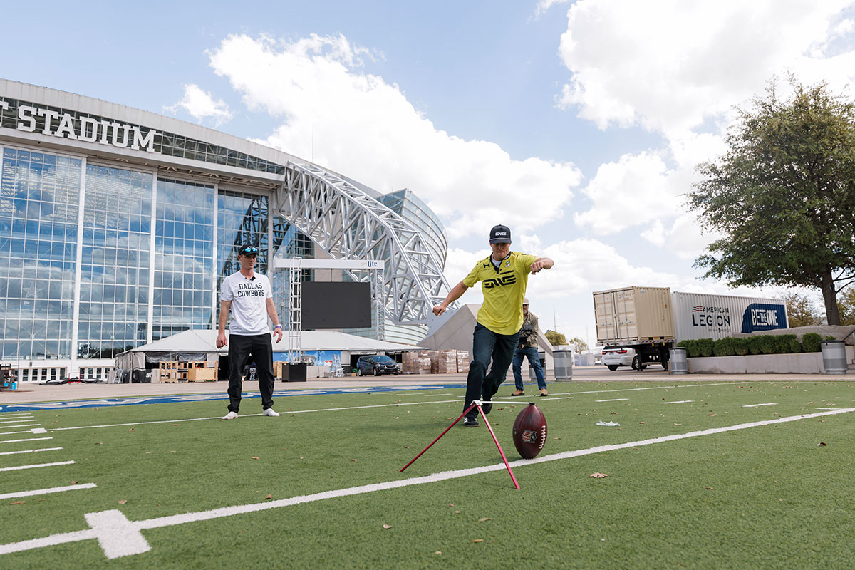 Cowboys kicker Brandon Aubrey and INDYCAR driver Mick Schumacher