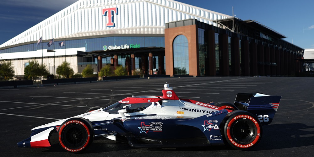 The show car in front of Globe Life Stadium