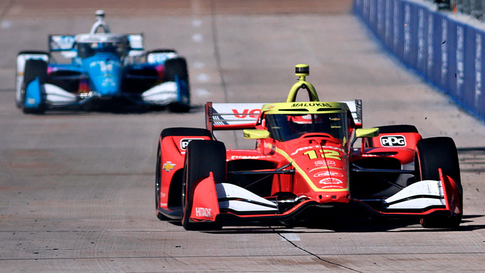 David Maluks drives on the track