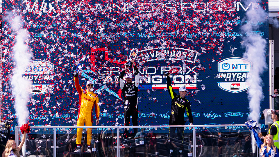 Podium of the Java House Grand Prix of Arlington